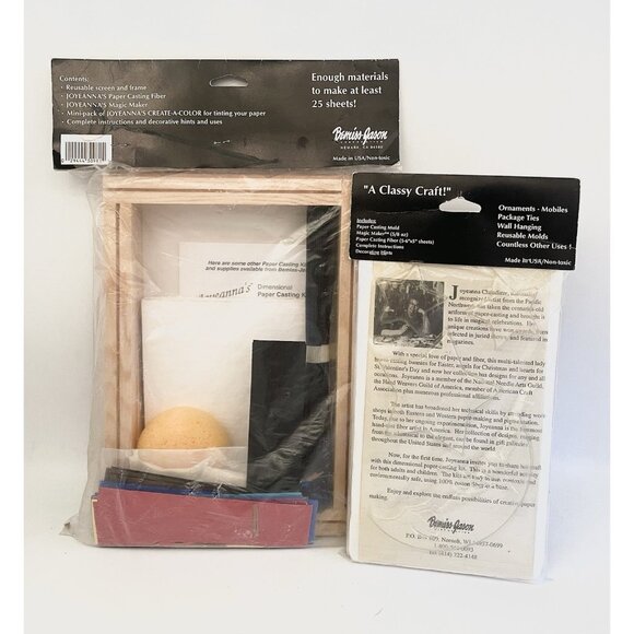 NOS Paper Making Paper Casting Kit & Screen Ornaments Cards Ornaments Crafting - Picture 2 of 6